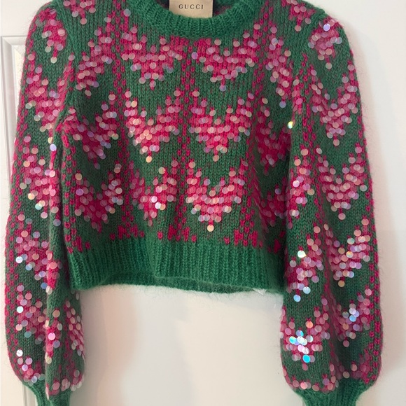 Gucci Vibrant Green and Pink Sequin Knit - Picture 2 of 8